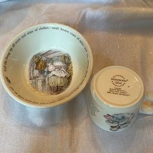 Wedgewood Beatrix Potter MRS TIGGY-WINKLE 2 Pc Set Kids Soup/Cereal Bowl / Cup
